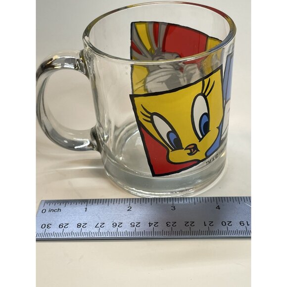 Vtg Warner Bros. Looney Toons Glass Mug Tweety, Sylvester and Bugs Bunny 1994 - Picture 9 of 9